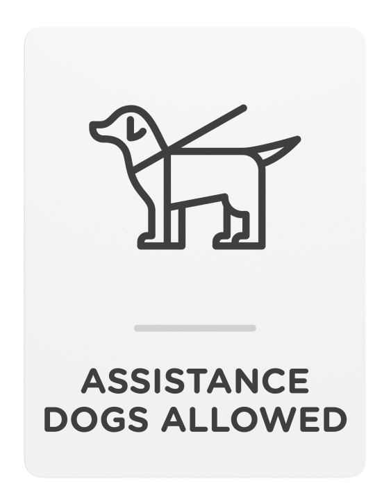 Assistance Dogs Allowed_Sign_Door-Wall Mount_8x 6_6mm Thick Solid Surface Sign with Inlay Resins_Self AdhesiveInformation Sign